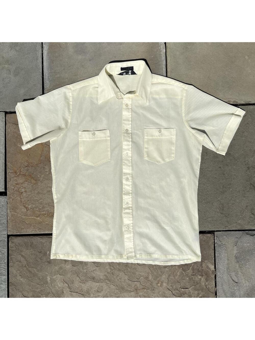 Vintage 80s Yellow Vertical Mesh Club Shirt